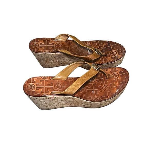 Tory Burch Accessories - Tory Birch brown leather designer wedge sandal women' size 8.5M